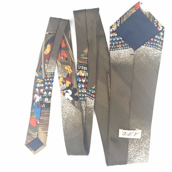 Vintage A.P.C Necktie Mickey Pluto Goofy Donald Duck Climbing Ladder 56.5" - Picture 7 of 8
